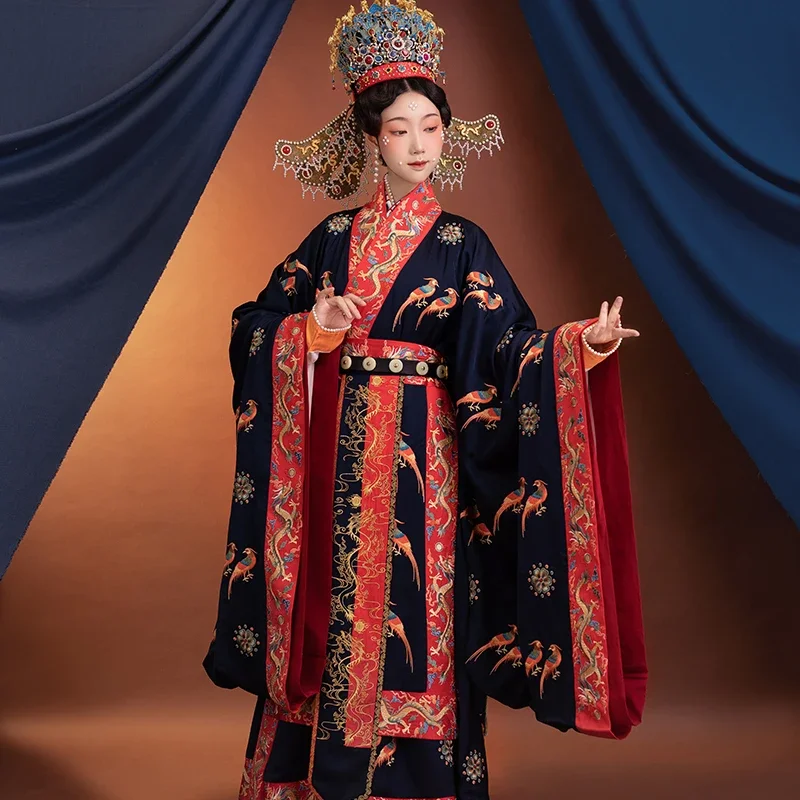 Pritaikyti Kinų Tradicinių Vestuvių Suknelė Moterims Hanfu Siuvinėjimo Paukščių Karalienė Kinija Song Dinastija Estetinės Princesė Kostiumas
