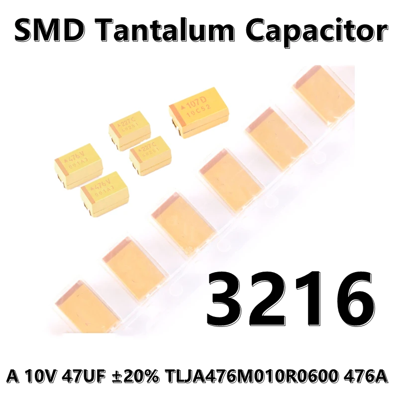 (5vnt) 3216 (A Tipo) 10V 47UF ±20% TLJA476M010R0600 476A SMD 1206 tantalo kondensatorių