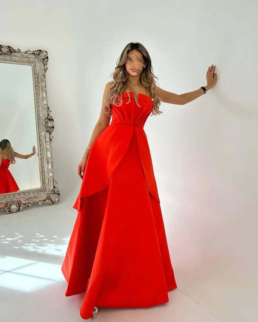 Derliaus Elegantiškas Raudonojo Satino Vakaro Suknelės Plisuotos Stebėjimo Rankovių Prom Dresses Grindų Ilgis Oficialią Suknelės, Šaliai