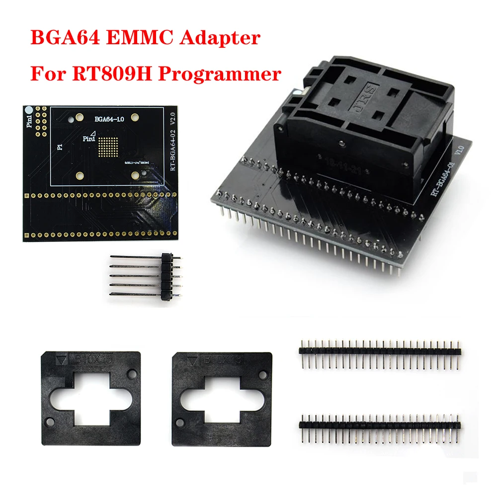 RT809H Programuotojas BGA64 EMMSP Adapteris RT-BGA64-01 kištukinis Lizdas su 4pcs Ribotuvas Rėmo 11X13 10X15 10X13 9X9mm Deginimas Bazės